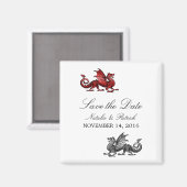 Red Silver Dragon Save the Date Magnet (Vorderseite/Rückseite)