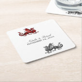 Red Silver Dragon Wedding Paper Untersetzer (angewinkelt)