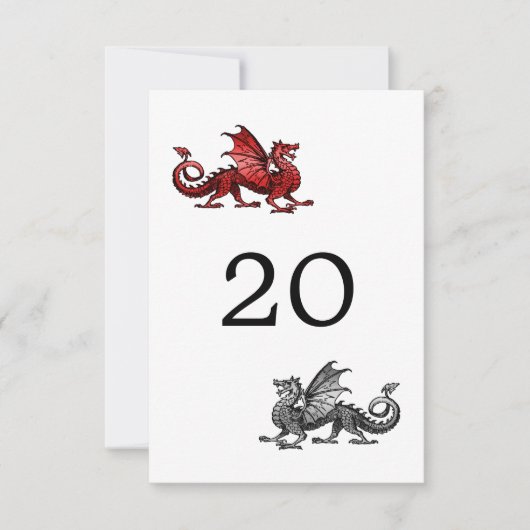 Red Silver Dragon Wedding Table Card Einladung (Vorderseite)