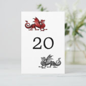 Red Silver Dragon Wedding Table Card Einladung (Stehend Vorderseite)