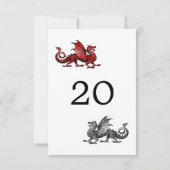 Red Silver Dragon Wedding Table Card Einladung (Rückseite)