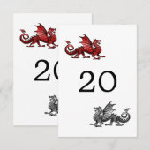 Red Silver Dragon Wedding Table Card Einladung (Vorne/Hinten)