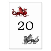 Red Silver Dragon Wedding Table Card Tischnummer (Rückseite)
