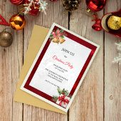 Red Silver Elegante Modernes Weihnachtsfest Party Einladung