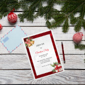 Red Silver Elegante Modernes Weihnachtsfest Party Einladung