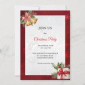 Red Silver Elegante Modernes Weihnachtsfest Party Einladung (Vorderseite)