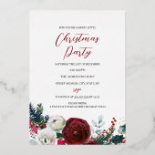 Red Silver Festive Folies Weihnachtsfest Party Folieneinladung (Vorderseite)