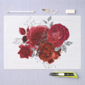 Red Silver Floral Bouquet Wasserfarbe Decoupage Seidenpapier (Handwerk)