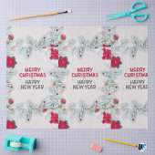 Red & Silver Floral Christmas & New Year Daily Use Seidenpapier