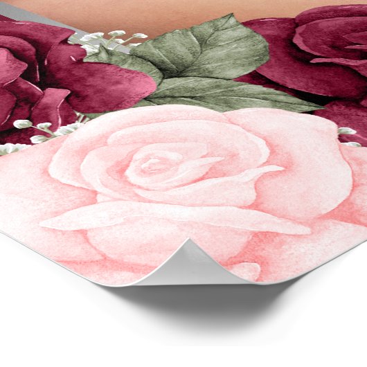 Red Silver Floral Foto Feier des Lebens Zeichen Poster (Ecke)