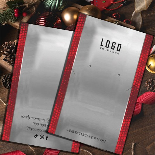 Red Silver Frame Moderne Halsketten Ohrringe Visitenkarte