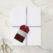 Red Silver Glam Tinsel Streifen Geschenkanhänger (Mit Garn)