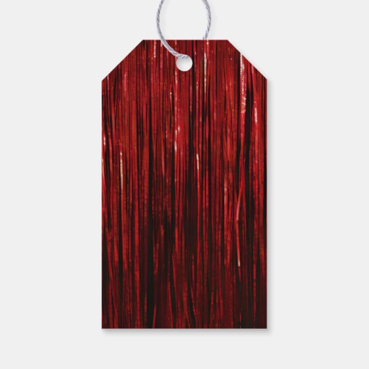 Red Silver Glam Tinsel Streifen Geschenkanhänger (Rückseite)