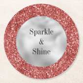 Red Silver Glitzer Runder Pappuntersetzer (Vorderseite)