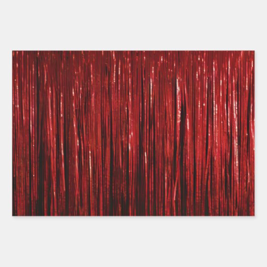 Red Silver Gold Glam Tinsel Streifen Geschenkpapier Set (Vorderseite 3)