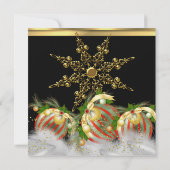 Red Silver Gold Holly Baubles Christmas Party 2 Einladung (Rückseite)