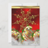 Red Silver Gold Holly Baubles Christmas Party 3 Einladung (Rückseite)