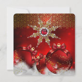 Red Silver Gold Holly Baubles Weihnachts Party neu Einladung (Rückseite)