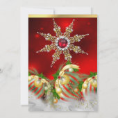 Red Silver Gold Holly Baubles Weihnachtsfest Party Einladung (Rückseite)