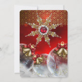 Red Silver Gold Holly Baubles Weihnachtsfest Party Einladung (Rückseite)