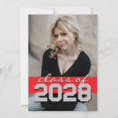 Red & Silver Grau Filmstrip 5 Foto Abschluss Einladung (Rückseite)