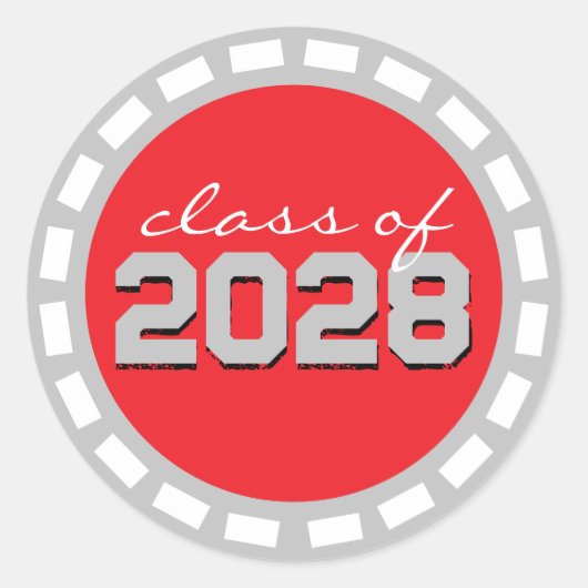 Red & Silver Grau Filmstrip-Abschluss Runder Aufkleber (Vorderseite)