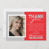 Red & Silver Grau Moderner Abschluss Danke Karte (Vorderseite)