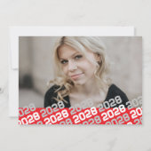 Red & Silver Grau Moderner Abschluss Danke Karte (Rückseite)