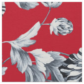 Red Silver Gray Floral Toile Stoff (Nahaufnahme)