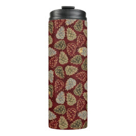 RED SILVER GREEN HOLIDAY WINTER ACORNS THERMOSBECHER