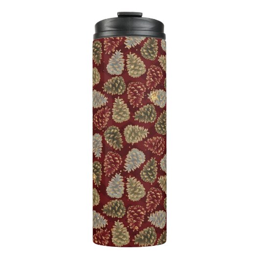 RED SILVER GREEN HOLIDAY WINTER ACORNS THERMOSBECHER (Vorderseite)