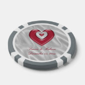Red Silver Heart Your Name Gastgeschenke Hochzeite Pokerchips (Einzeln)