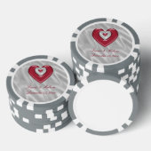 Red Silver Heart Your Name Gastgeschenke Hochzeite Pokerchips (Stapel)