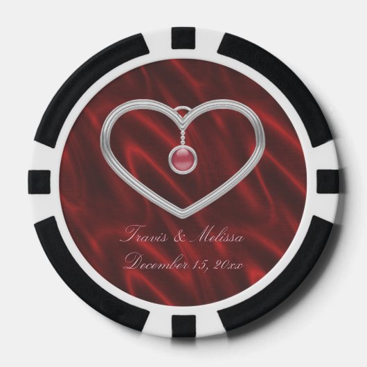 Red Silver Heft 3Your Name Gastgeschenke Hochzeite Pokerchips (Vorderseite)