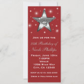 Red & Silver Hollywood Star Retro Einladung (Vorderseite)