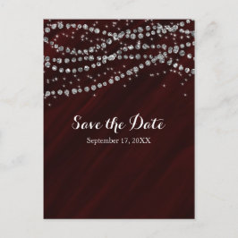 Red & Silver Imitate Diamond Blende Save the Date Ankündigungspostkarte