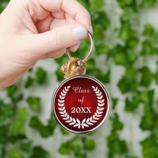 Red Silver Laurel Wreath Abschluss Schlüsselanhänger (Hand)