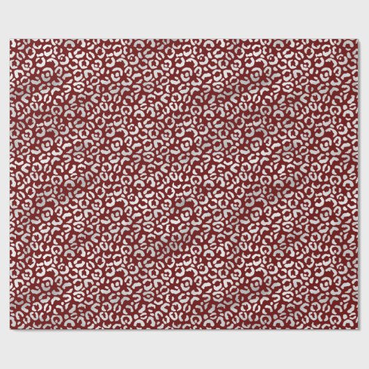 Red Silver Leopard Print Geschenkpapier (Flach)