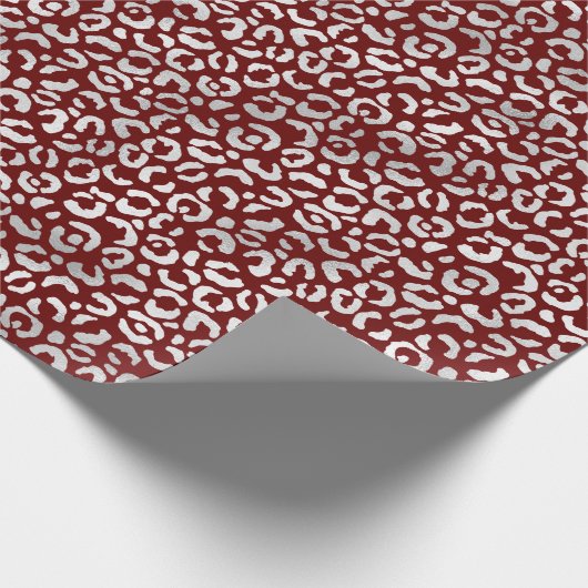 Red Silver Leopard Print Geschenkpapier (Ecke)