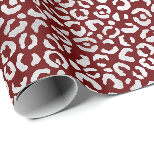 Red Silver Leopard Print Geschenkpapier (Rolleneckpunkt)