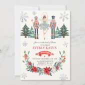 Red & Silver Nutcracker Birthday Sugum Plum Fairy Einladung (Vorderseite)