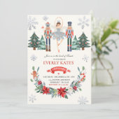 Red & Silver Nutcracker Birthday Sugum Plum Fairy Einladung (Stehend Vorderseite)