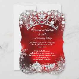 Red Silver Quinceanera 15. Winter Wonderland Einladung