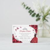 Red Silver Quincenarea Reception Details Begleitkarte (Stehend Vorderseite)