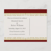 Red+Silver Satin Save the Date Postkarte (Rückseite)