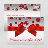 Red Silver Save the Date Postkarten (Vorne/Hinten)