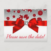 Red Silver Save the Date Postkarten (Vorderseite)