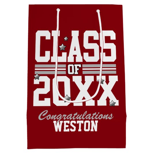 Red|Silver Schließ Class Year Mittlere Geschenktüte (Rückseite)