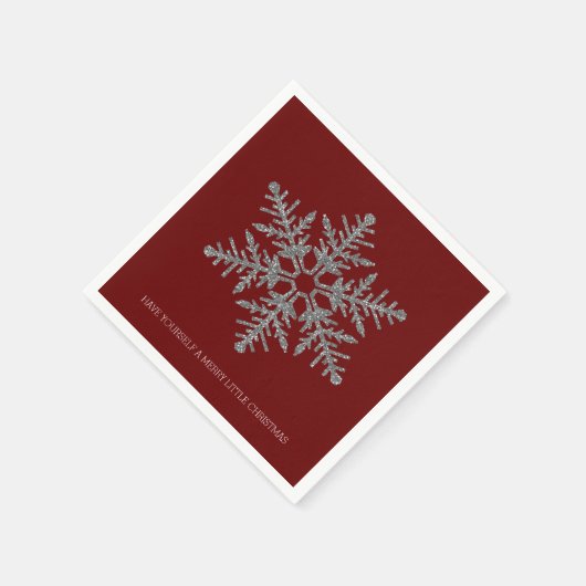 Red Silver Snowflake Serviette (Ecke)