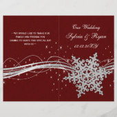 Red Silver Snowflakes Hochzeitsprogramme gefaltet (Vorderseite)